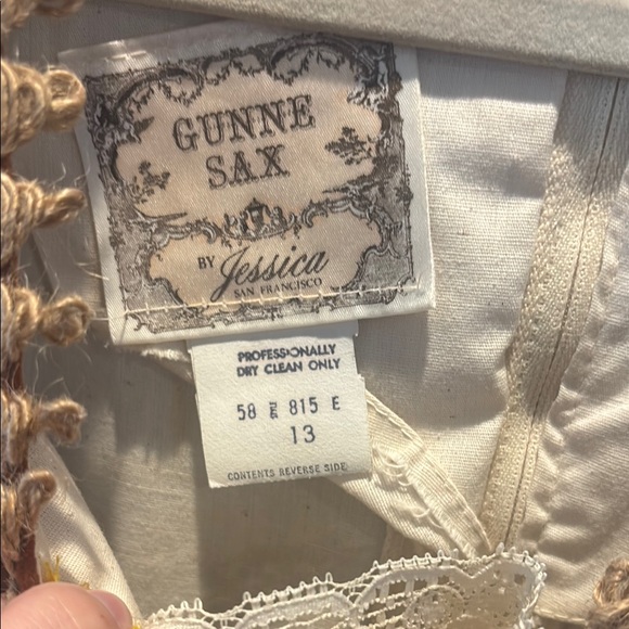 Gunne Sax Long Sleeve Dress with Brown and Cream Design - Picture 2 of 5